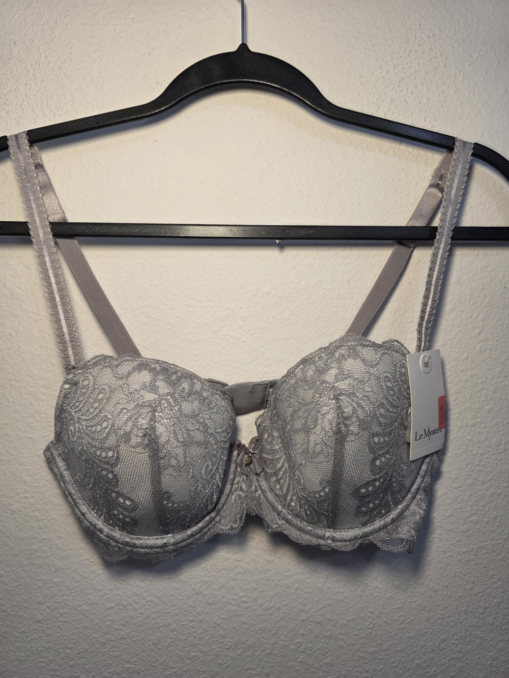 Le Mystere Silver Lace Balconette Push-Up Bra 36C